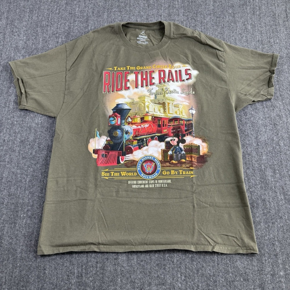 Walt Disney World Ride The Rails Mickey Railroad T-Shirt Men's XL